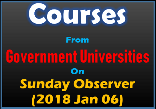 Courses from Government Universities on Sunday Observer (Jan 06)