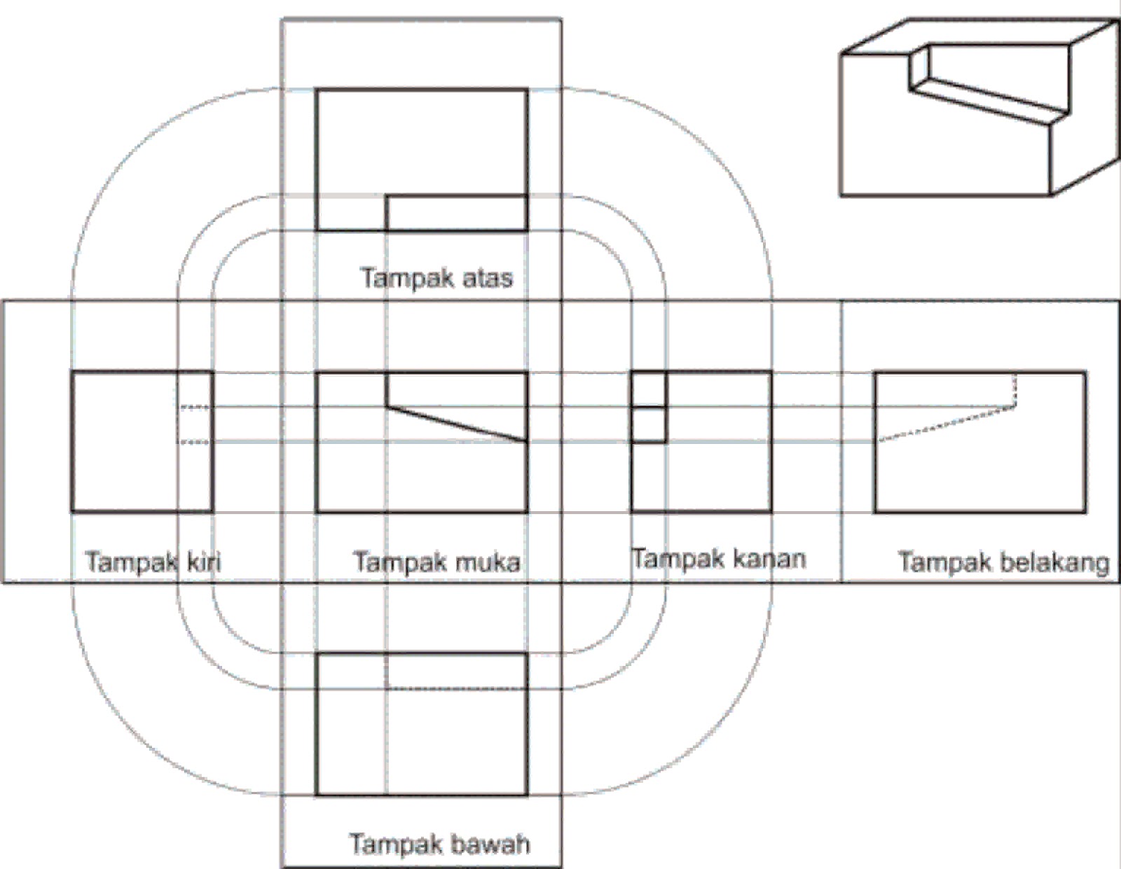 Contoh Soal Proyeksi Gambar Teknik