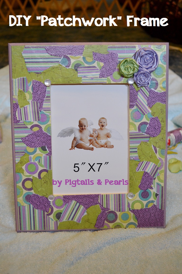 PIGTAILS and PEARLS DIY "Patchwork" Picture Frame