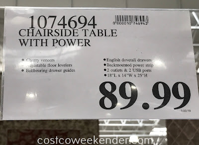 Deal for the Well Universal Chairside Table with Power at Costco