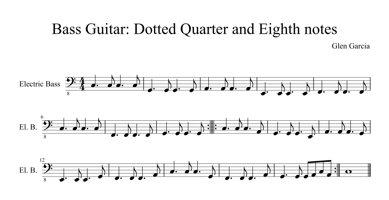 Guitar and Bass for Beginners like Me Bass Guitar Dotted Quarter and