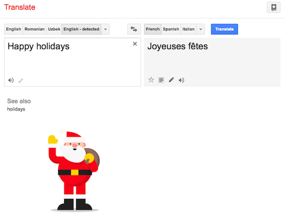 Google Operating System: Christmas Easter Egg in Google Translate