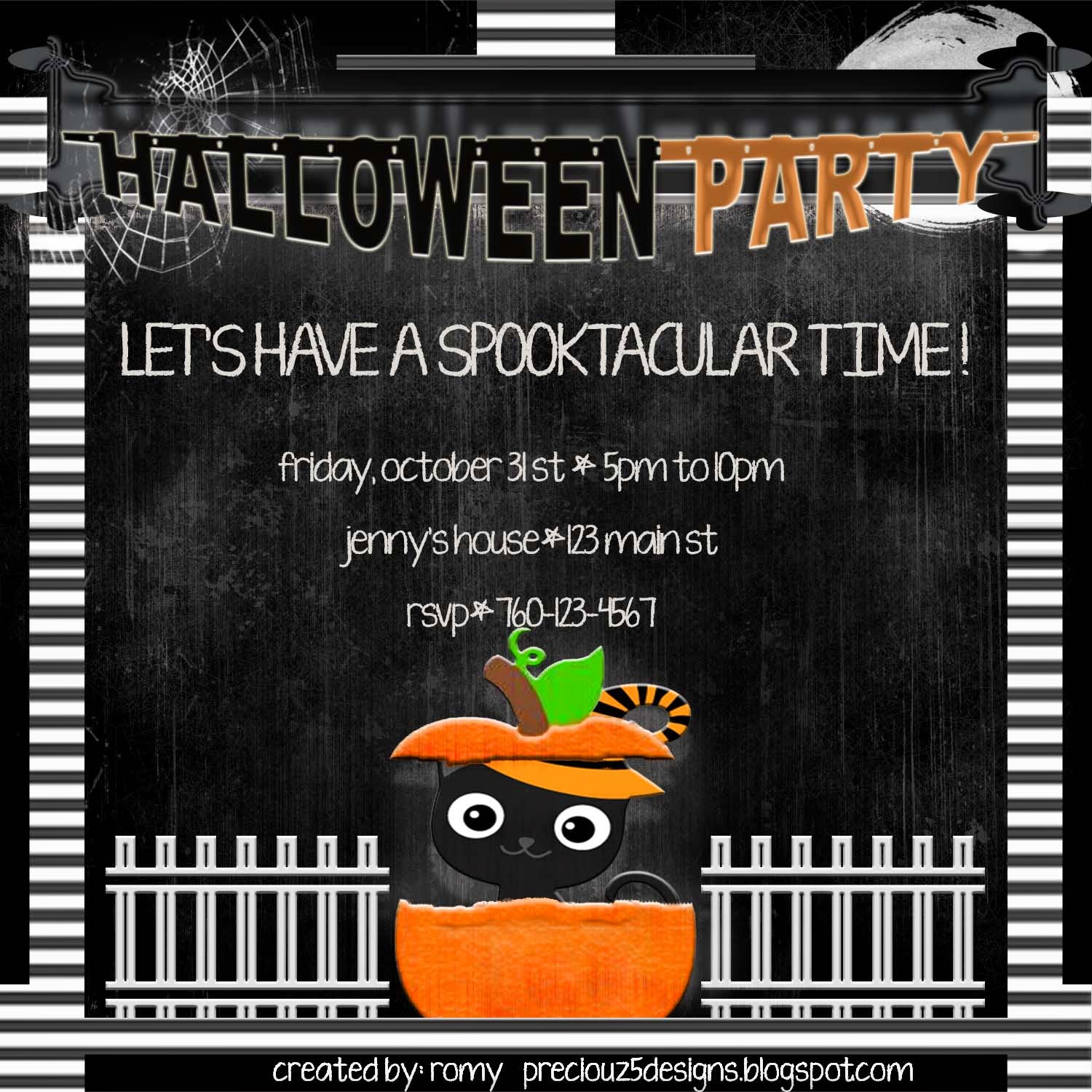 Preciouz5 Designs N Printables Free Customized Halloween Party Invite