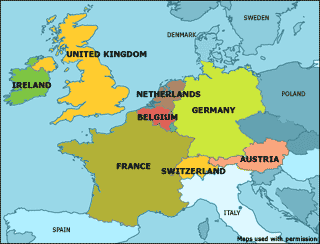 Karta över Europa Politiska Regionen