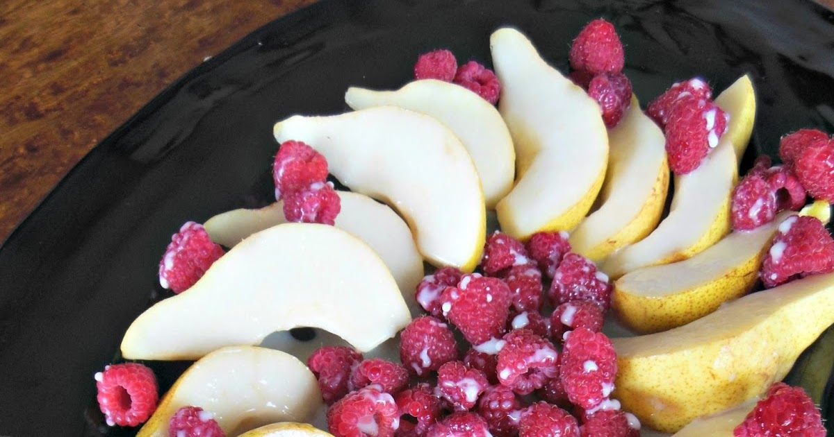Pears and Raspberries with Lemon Creme Syrup Our Sunday Cafe, the