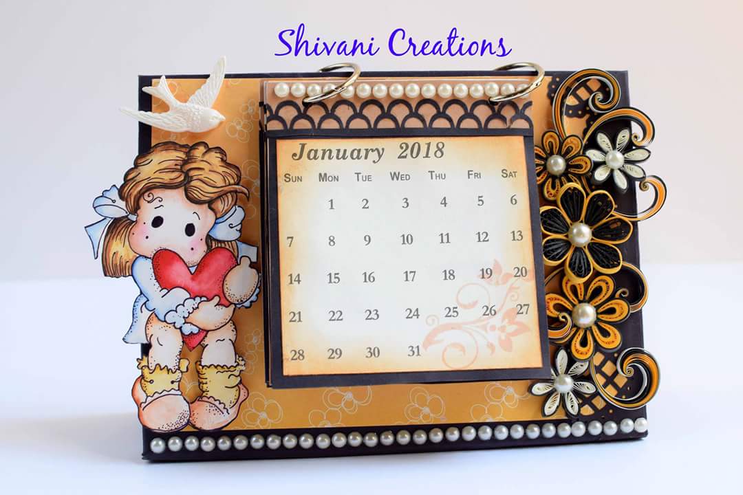 Shivani Creations Quilled Desk Calender