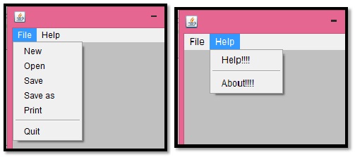 Java: Write a simple program for Menu and Menu bar.