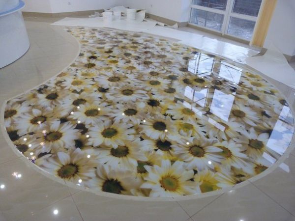 living room 3D floor floral design