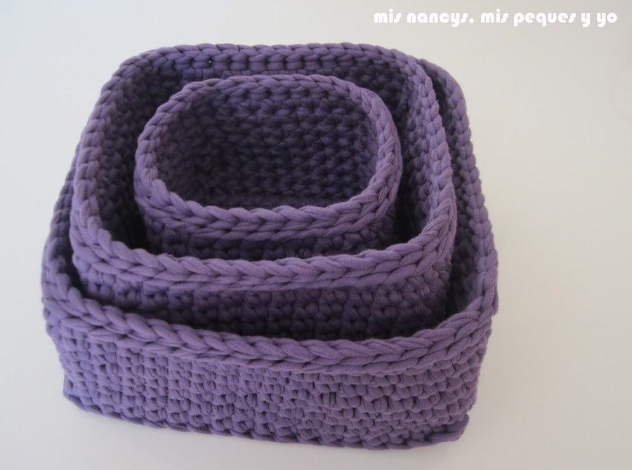 mis nancys, mis peques y yo, tutorial DIY juego de 3 cestas cuadradas de trapillo