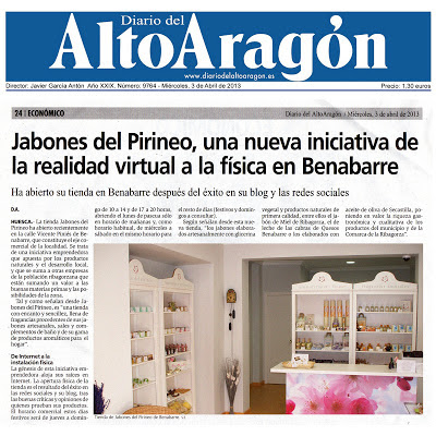 Diario del Alto Aragon Reportaje con Jabones del Pirineo
