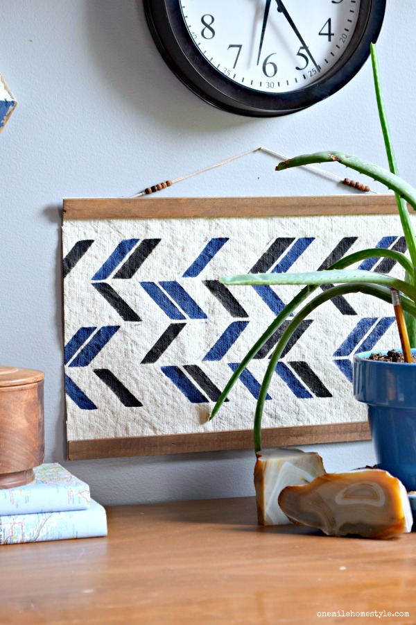 Use craft supplies you already have to create this free DIY wood trim stenciled wall art for your home 
