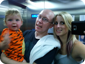 family photo in lift