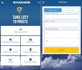 Ryanair - aplikacja mobilna karta pokladowa