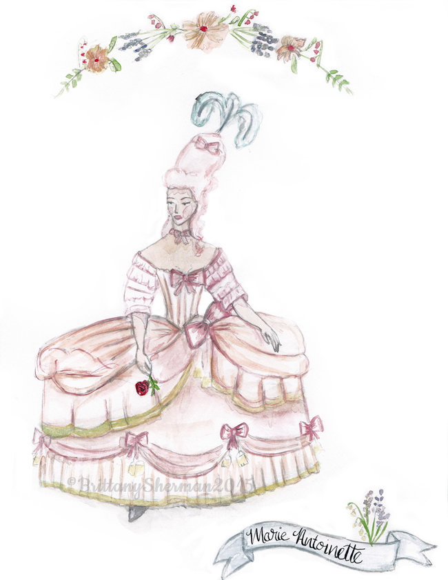 marie antoinette watercolor art print by Brittany Sherman 2015 at Wacky Tuna on etsy