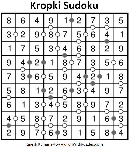 Kropki Sudoku Puzzles (Fun With Sudoku #218) Solution