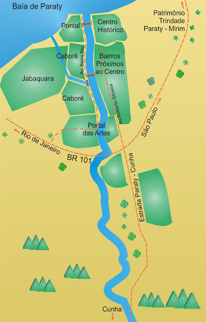 Mapa dos bairros de Parati 