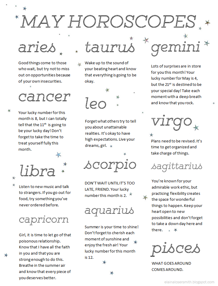 MAY HOROSCOPES The Loser's Guide to Life