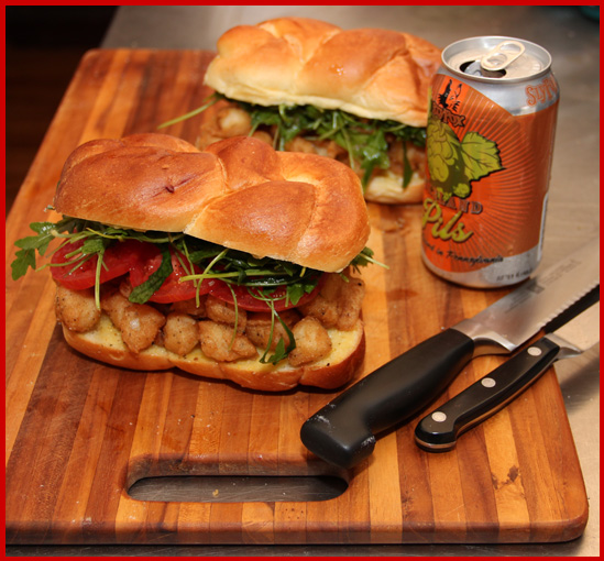 Beer Meets Food Fried Bay Scallop Sandwiches