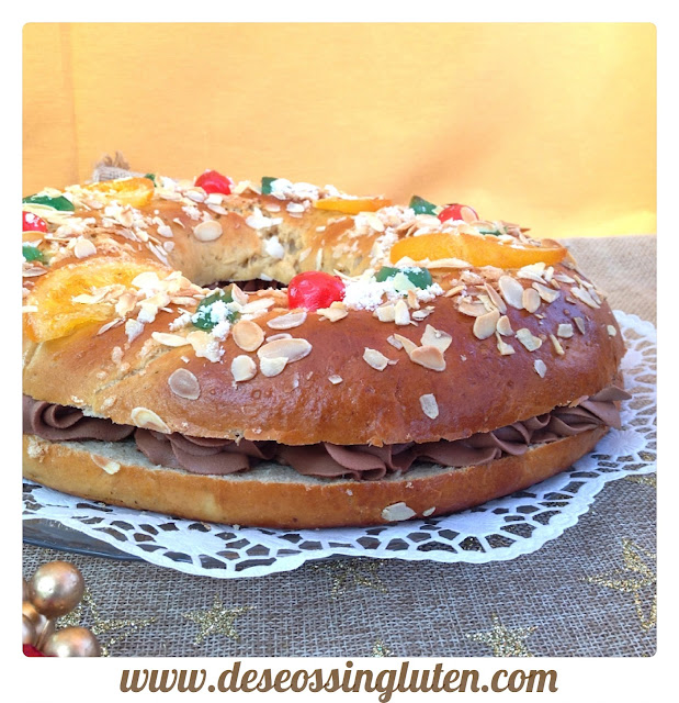 Deseos Sin Gluten: ROSCÓN DE REYES RELLENO DE TRUFA SIN GLUTEN