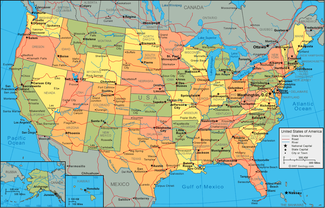 the united states of america map