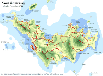 Carte de Saint Barth aux Antilles françaises.
