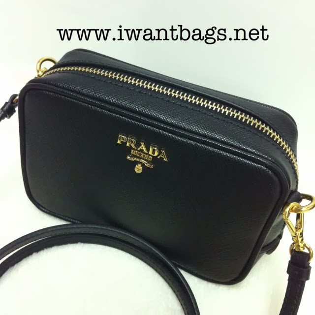 Prada 1N1674 Saffiano Leather Small Shoulder Bag- Black