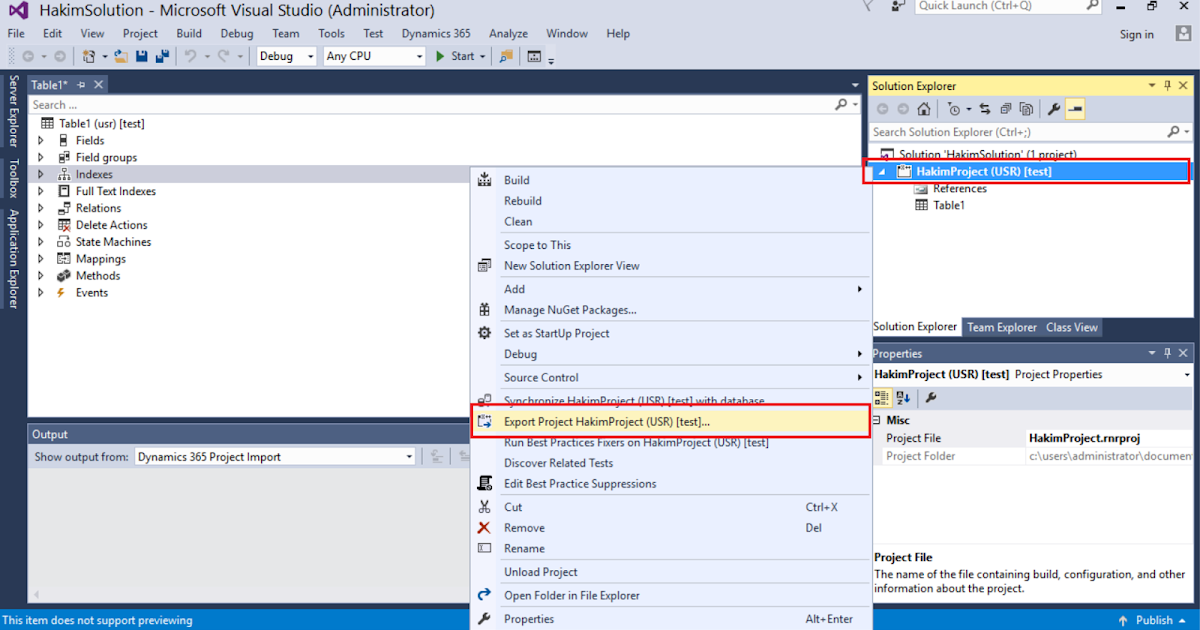 How to import and export project in Dynamics 365?
