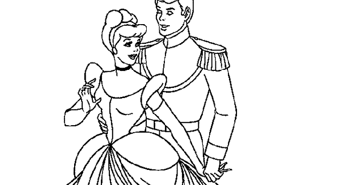 gambar mewarnai cinderella dan pangeran