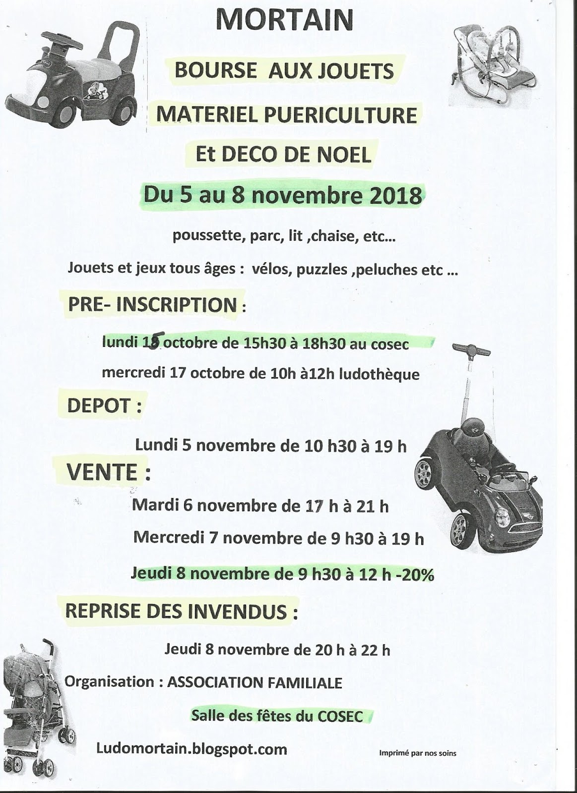 Information Bourse aux jouets, matériel de puériculture et déco de Noël