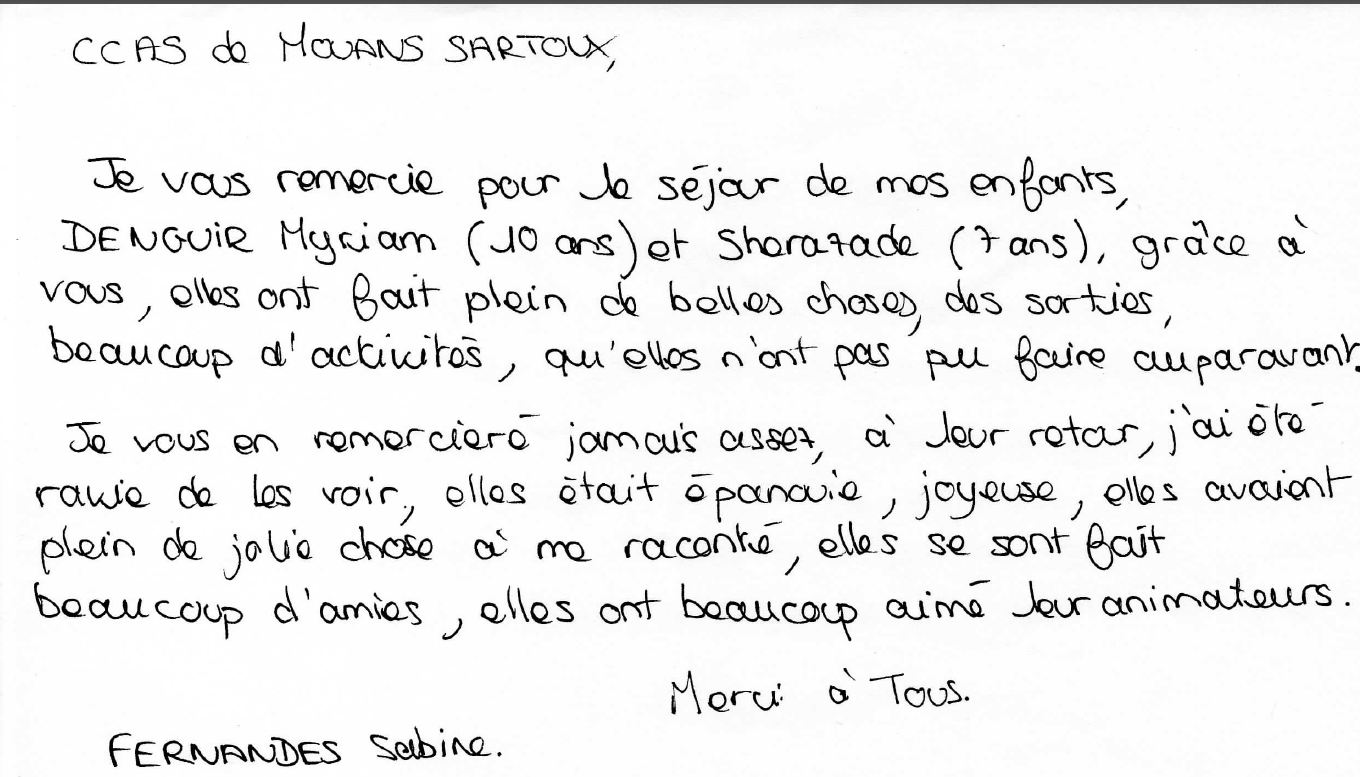 Vacances Plein Air Lions Club Côte d'Azur Corse: Lettres de