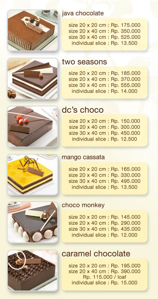 Daftar Harga Kue di DapurCokelat Com