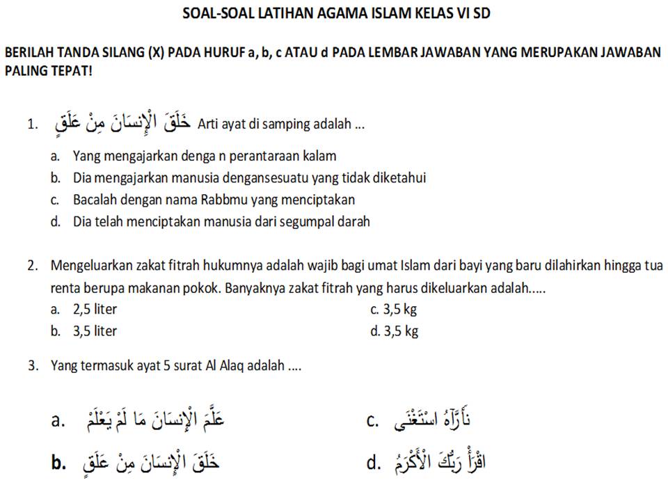 Contoh Soal Dan Jawaban Agama Tes Masuk Sma Ilmusosial Id