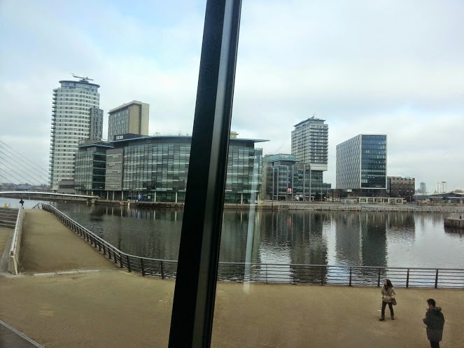 View of TV Centre Studios from the watershard Cafe at IWM North