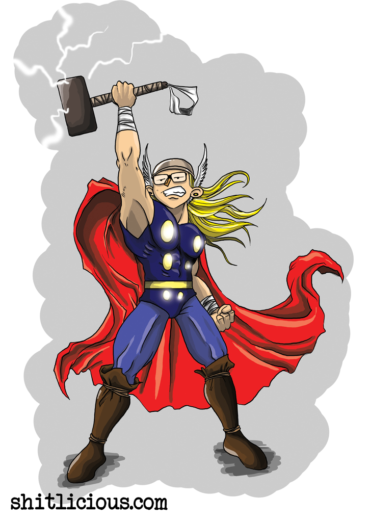 Thor, seorang dewa dari Asgard turun ke bumi karena dihukum bokapnya. 
