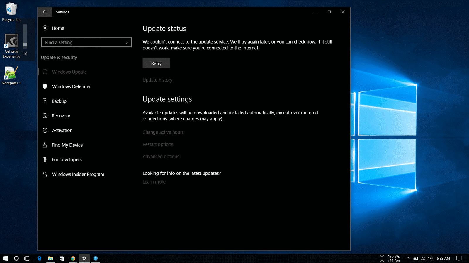 Cannot install Windows 10 update