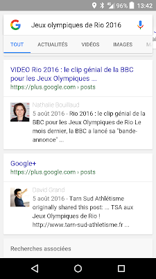 google plus et serp - visibilite digitale sur google pour les jeux olympiques de rio 2016