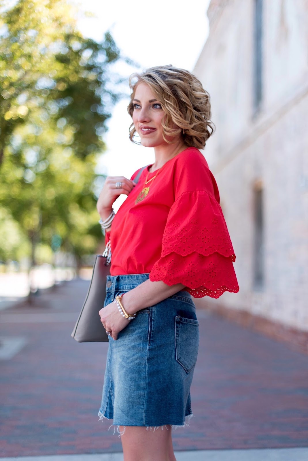 Eyelet Ruffle Sleeve T-Shirt - Click through to see more on Something Delightful Blog!