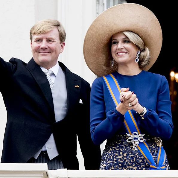 King Willem - Alexander, Queen Maxima, Princess Laurentien and Prince Constantijn Prince's Day 2016 (Prinsjesdag). wore dress, jewelry