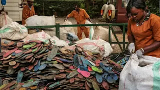 The waterways in Africa are greatly polluted because of flip flops