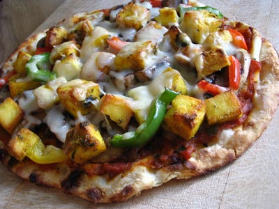 Paneer Tikka Pizza on Naan Bread