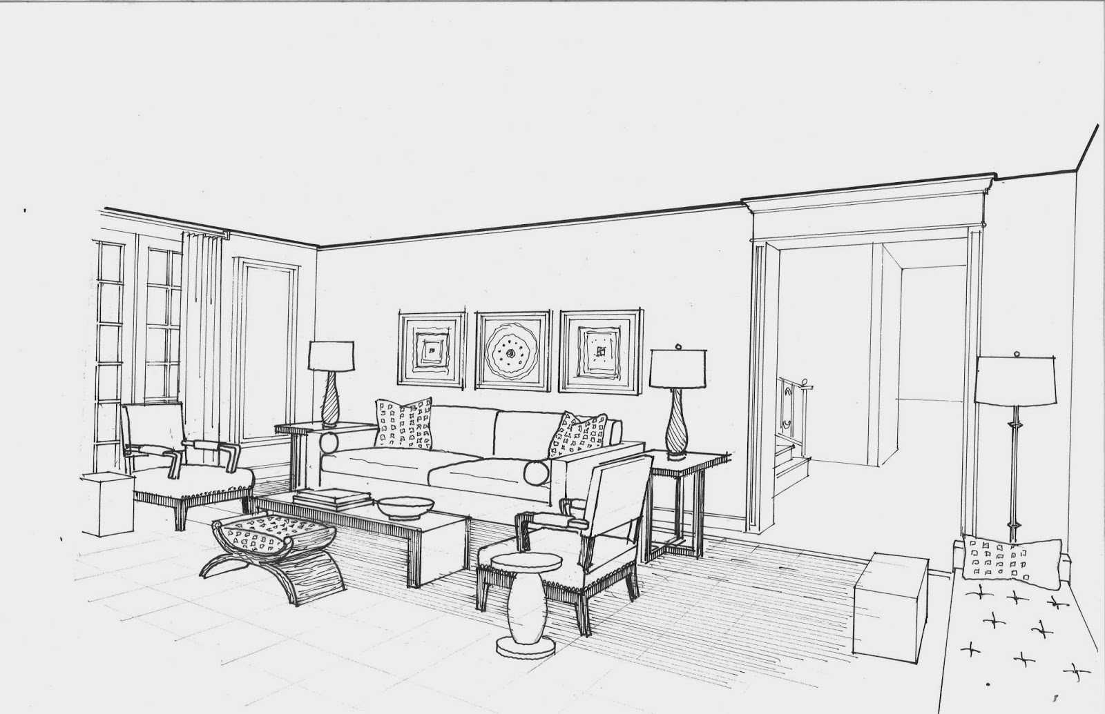 Sketch Of A Living Room Conceptual sketch for a