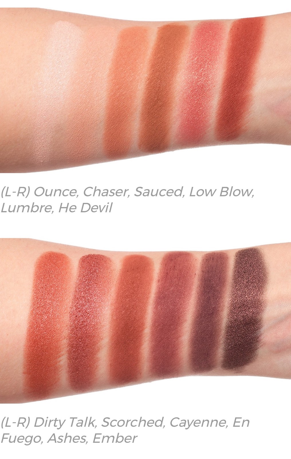 urban decay naked heat palette swatches