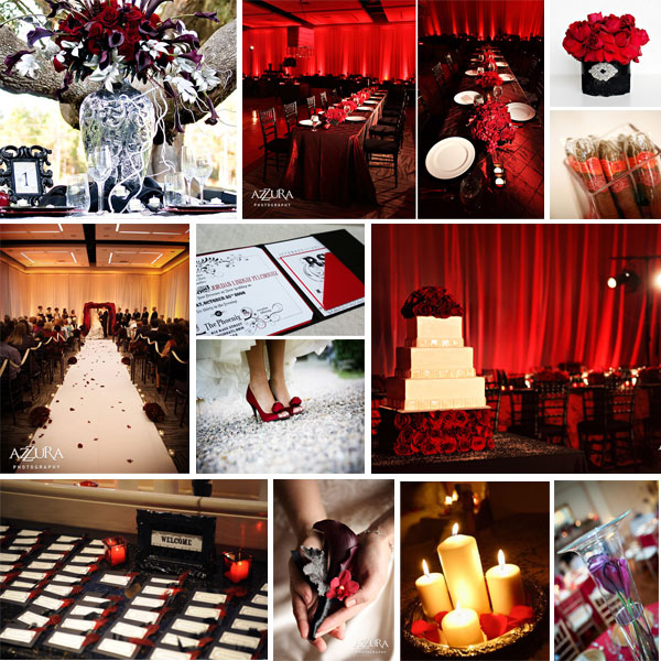 black and red wedding decorations. lack and red wedding