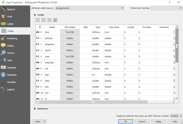 Hide a fields in layer properties