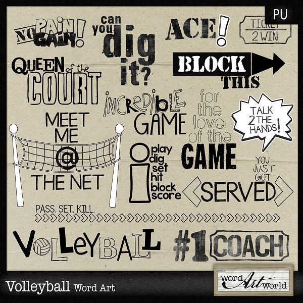 Word Art World NEW "Volleyball" Word Art