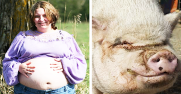 woman pregnant pig baby