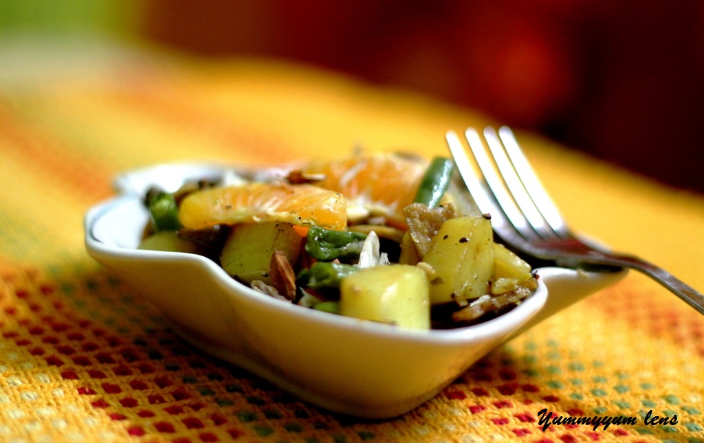 Yummy Yum Lens Green Bean & Mushroom Salad With Orange Juice Dressing