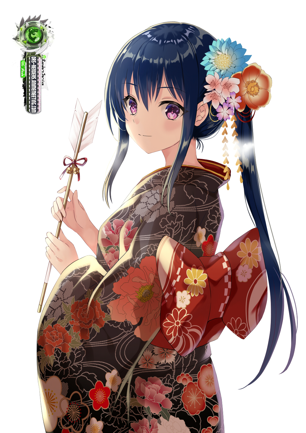 Kimono Girl Mega Cute Winter New Year 2018 Render | ORS Anime Renders