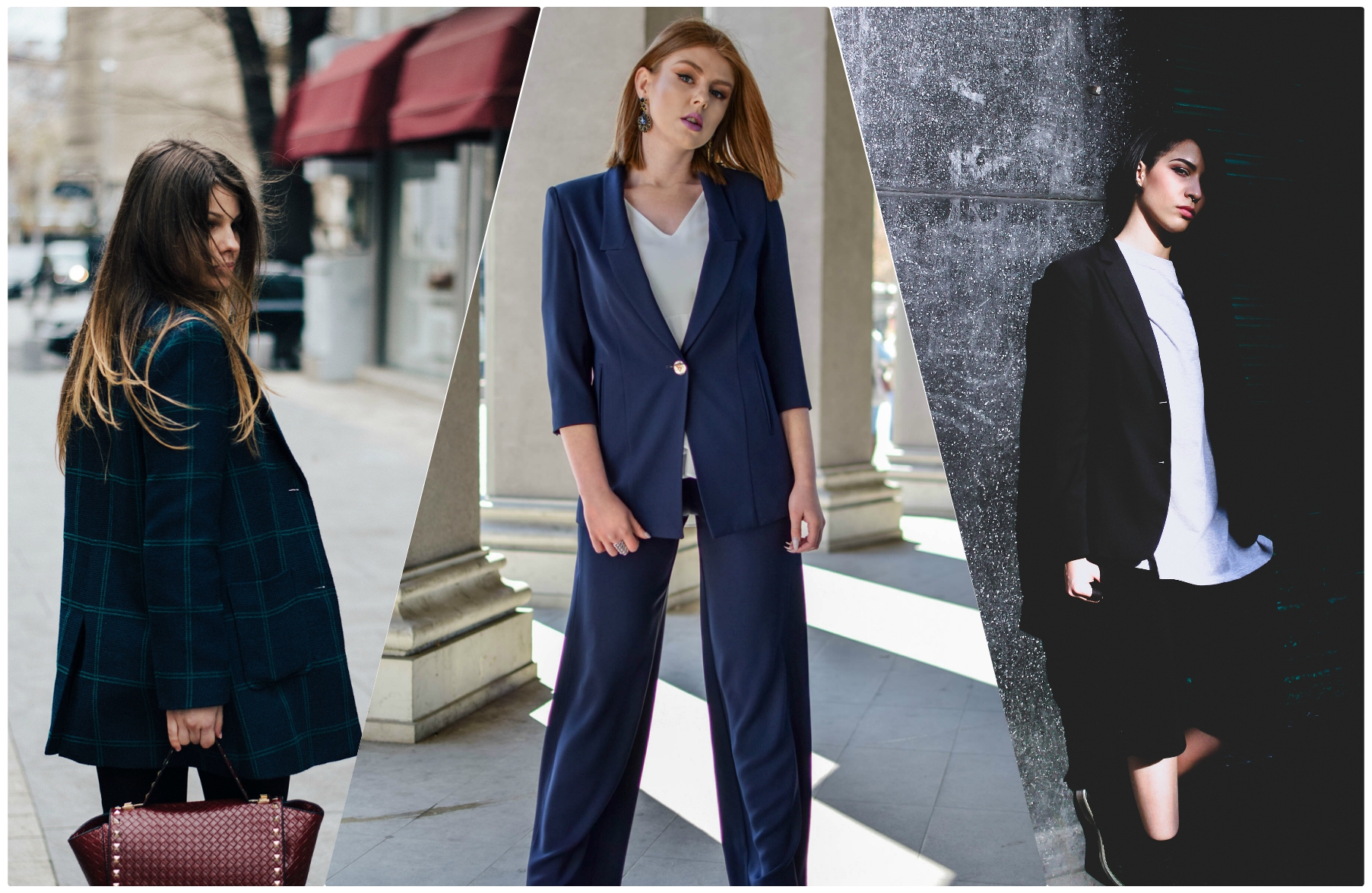 fashion collage with three unisex fashion style looks