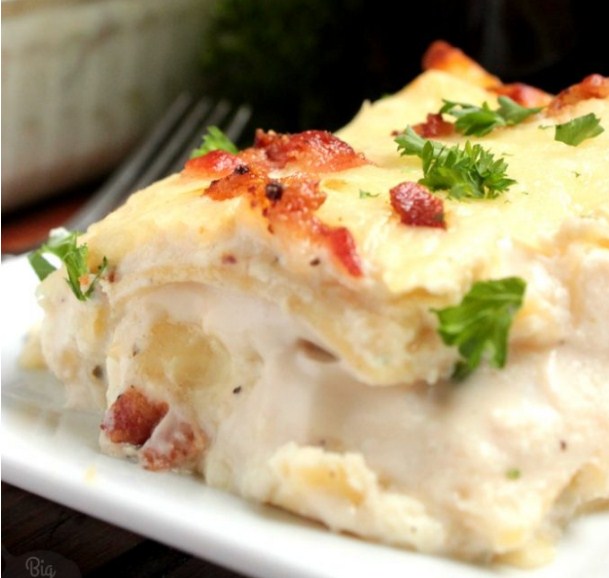 CHICKEN BACON ALFREDO LASAGNA